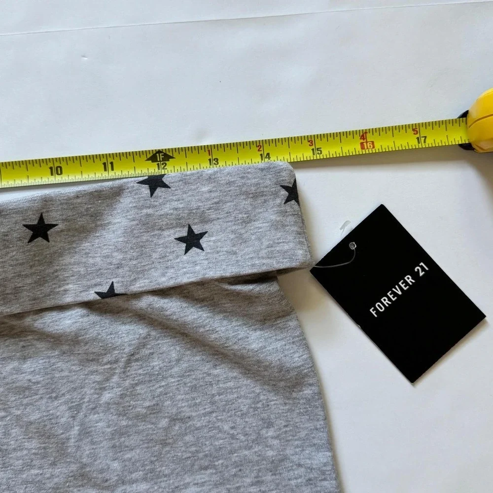 Forever 21 Heather Gray Star Print Foldover Yoga Shorts Womens Medium Y2K Lounge